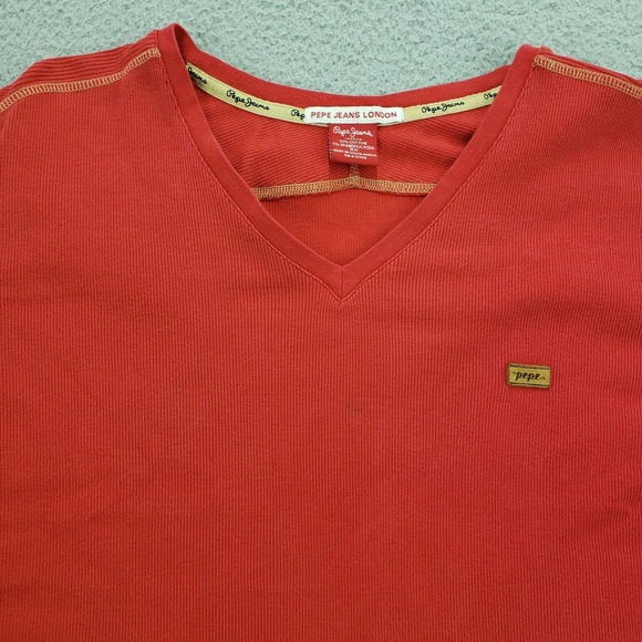 Pepe Jeans Londo Shirt Adult 3X Womens Red Long Sleeve V-Neck Heavy - Picture 3 of 14